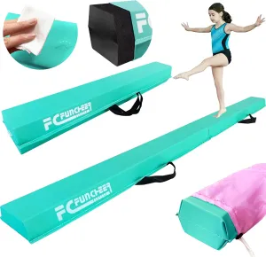 6FT/9FT Folding Balance Beam for Kids ages 3-15- Foldable Gymnastics Floor Beam,Anti-Slip ,Carrying Bag, Faux Suede Covered,EVA foam,Gymnastics Equipment for Kids Training At Home,School,Gym Center