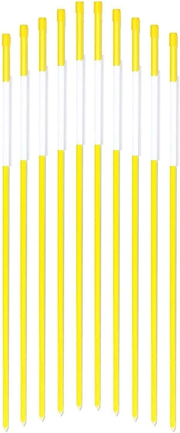 72 Inch Long 50pack Solid Reflective Driveway Markers, 5/16-Inch Dia, Yellow 6Ft Driveway Poles for Easy Visibility at Night