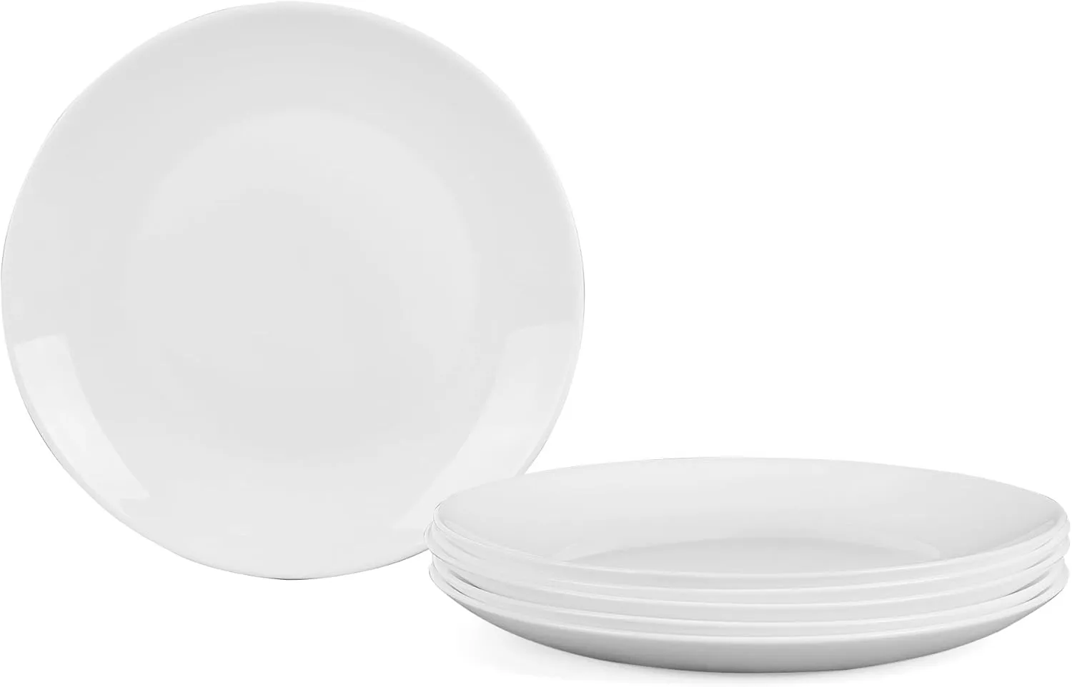 7.5 inch Salad Appetizer Plate Set of 6, Lightweight Opal Glass Round White Plates for Dessert Kitchen, Dishwasher and Microwave Safe