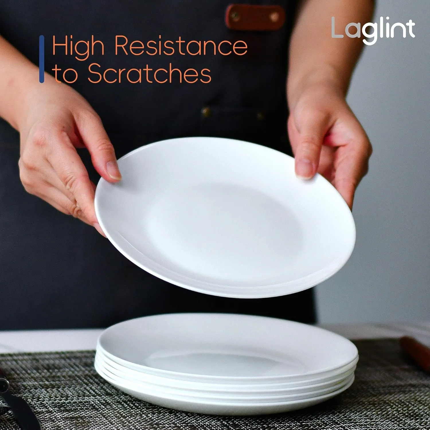 7.5 inch Salad Appetizer Plate Set of 6, Lightweight Opal Glass Round White Plates for Dessert Kitchen, Dishwasher and Microwave Safe
