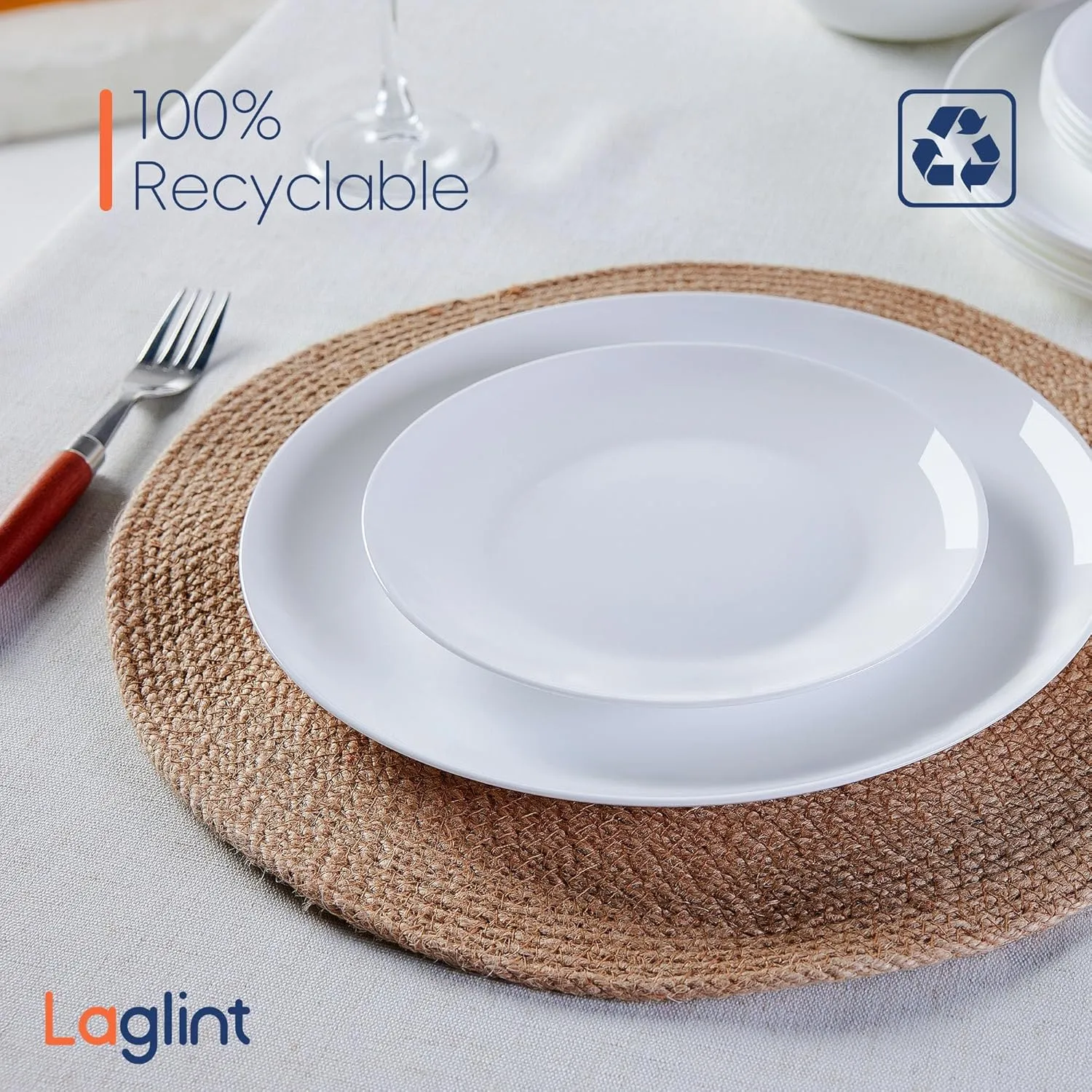 7.5 inch Salad Appetizer Plate Set of 6, Lightweight Opal Glass Round White Plates for Dessert Kitchen, Dishwasher and Microwave Safe