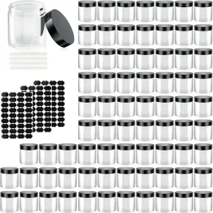 75 Pack 4 Oz Clear Travel Size Containers with Lids, Leak Proof Makeup Travel Containers BPA Free Cosmetic Slime Jars for Lotion, Cream, Body Butter, Makeup, Ointments