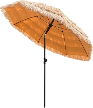 7.5ft Tiki Umbrellas for Outside, UV Protect Thatch Umbrella with Tilt Design, Thatch Patio Umbrella for Outdoor Tiki Bar, Tropical Palapa Tiki Hut Hawaiian Hula Beach Umbrella