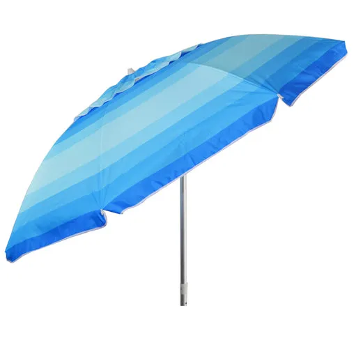 7ft Wide Striped Beach Umbrella With Travel Bag