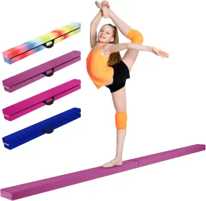 7FT/8FT Balance Beam, Folding Floor Gymnastics Equipment for Gymnast Kids Adults, Non Slip Rubber Base, Professional Gymnastics Beam for Home Training
