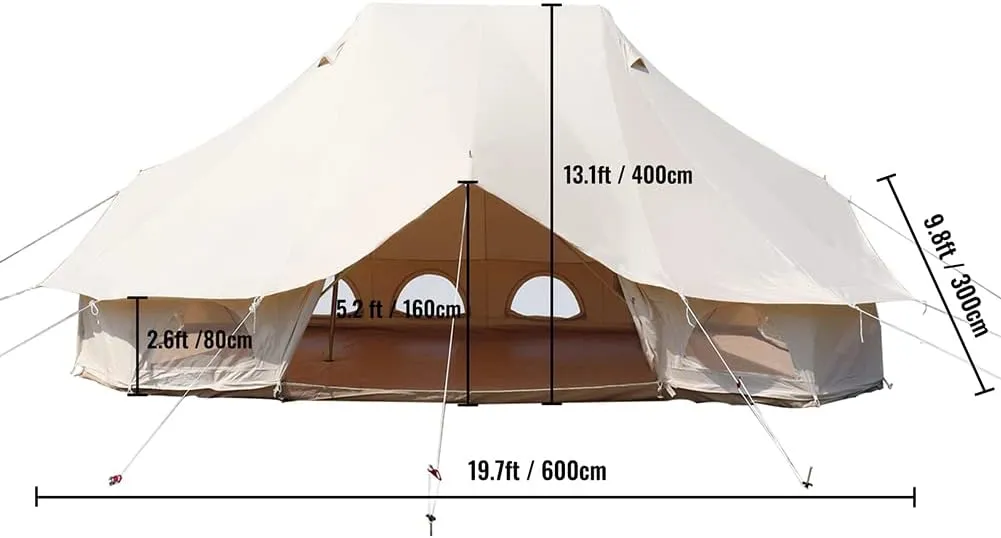 8-12 People Bell Tent Canvas Yurt Tents Canvas Tent Beige for Camping Family Tent for Activities Weddings (Beige 4x6x3m) (Beige 4x6x3m)