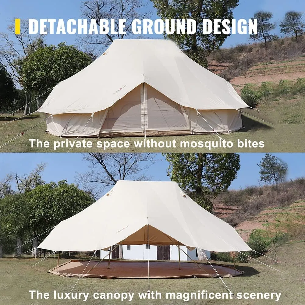8-12 People Bell Tent Canvas Yurt Tents Canvas Tent Beige for Camping Family Tent for Activities Weddings (Beige 4x6x3m) (Beige 4x6x3m)