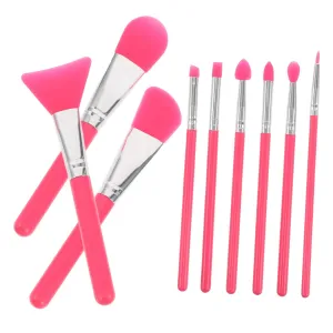 9pcs Silicone Makeup Brush Set Soft Facial Applicators for Eyeshadow Lip Eyebrows and Crafts Easy to Clean Versatile Makeup Tools