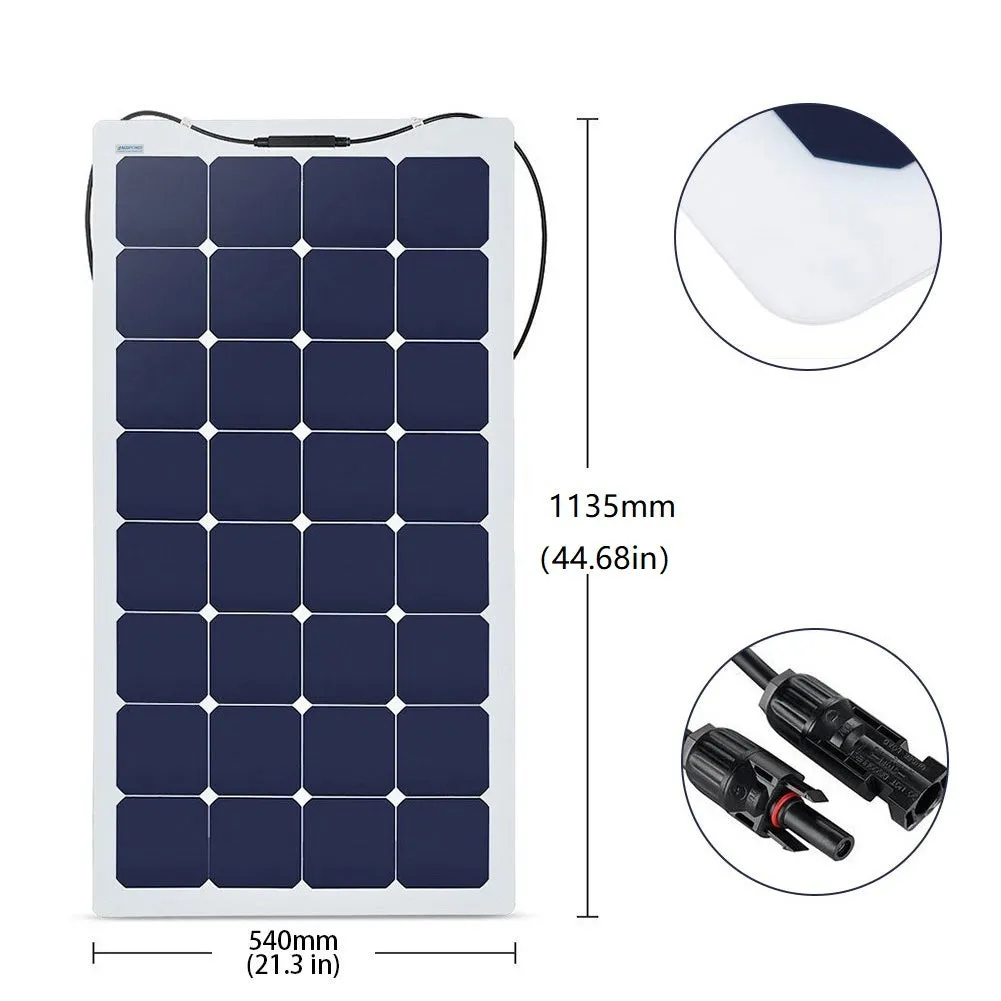 ACOPOWER 110W 12V Flexible Lightweight ETFE Solar Panel, With Connector