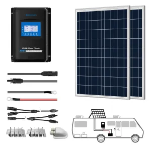 ACOPOWER 200W 12V Poly Solar RV Kit, With 30A MPPT Charge Controller