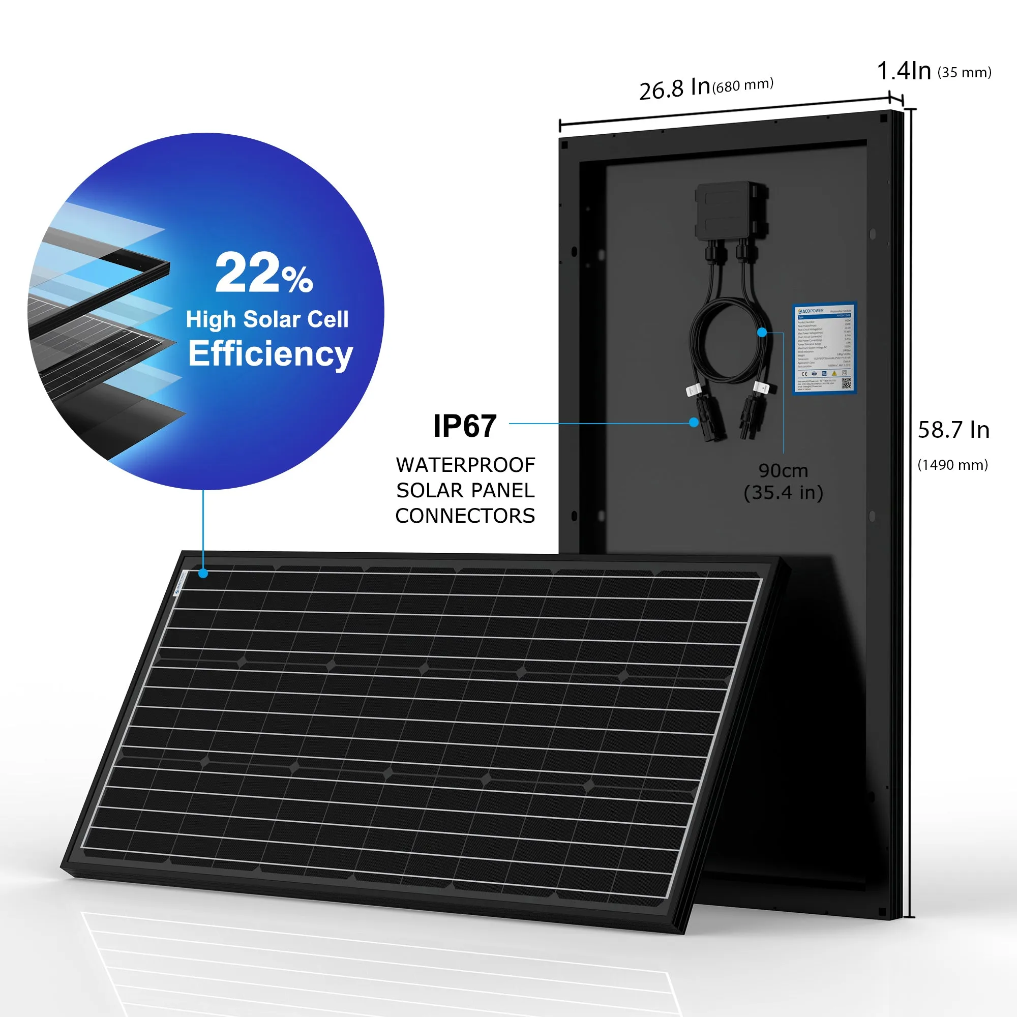 ACOPOWER 600 Watt Monocrystalline Solar RV Kit w/ 50A MPPT