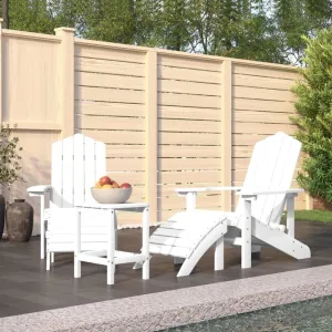 Adirondack Chairs Set with Table and Footstools Outdoor Patio Furniture HDPE White for Garden Lawn Poolside Relaxation