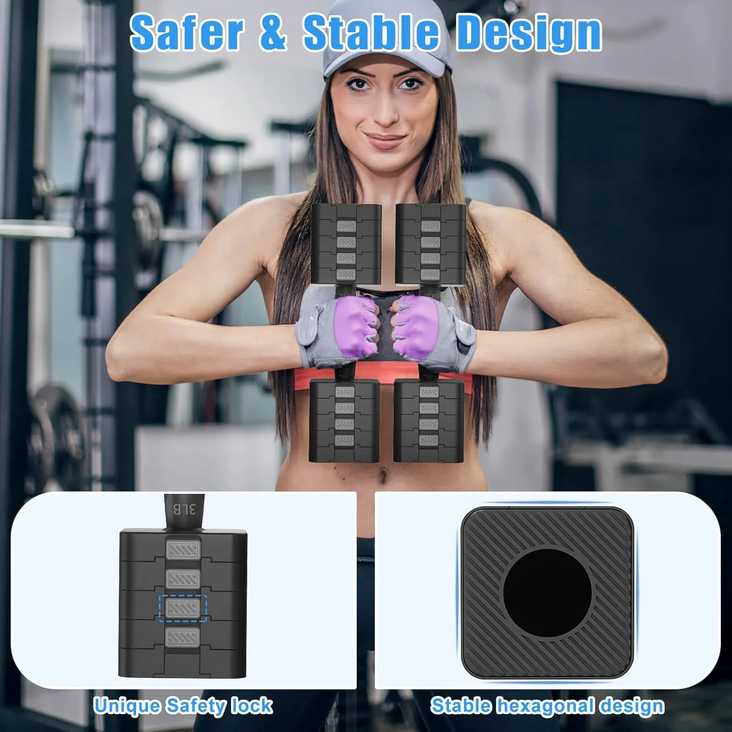 Adjustable Dumbbells Set of 2, 5-in-1 Adjustable Weight Dumbbells for Women/Men, 3lb/5lb/7lb/9lb/11lb Dumbbell Weights Set for Home Gym Workout