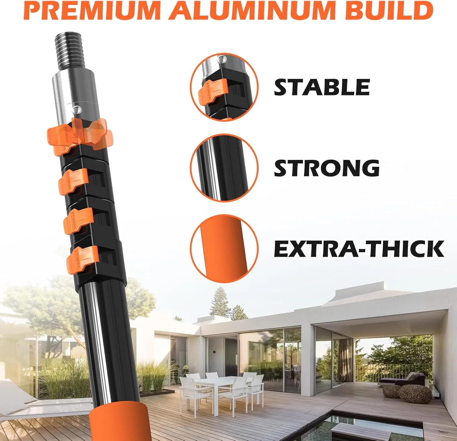 AgiiMan 26FT Reach Telescoping Pole - 5 to 20FT Extension Pole, Portable Aluminum Telescoping Rod with Easy Flip Lock, Paint Roller Extension Poles for Paint Dusting, Window Cleaning