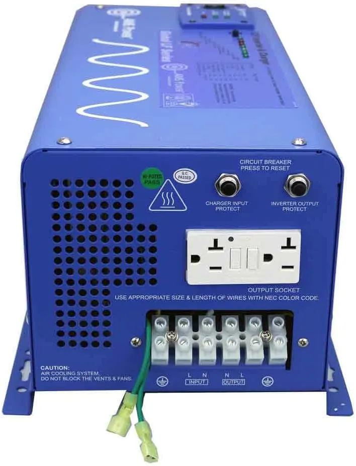 AIMS Power PICOGLF30W12V120VR 3000 Watt and 9000 Watt Surge 12VDC Input to 120VAC Output Pure Sine Inverter Charger Backup Power