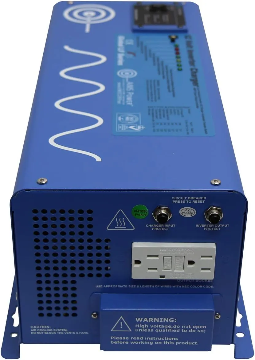 AIMS Power PICOGLF30W12V120VR 3000 Watt and 9000 Watt Surge 12VDC Input to 120VAC Output Pure Sine Inverter Charger Backup Power