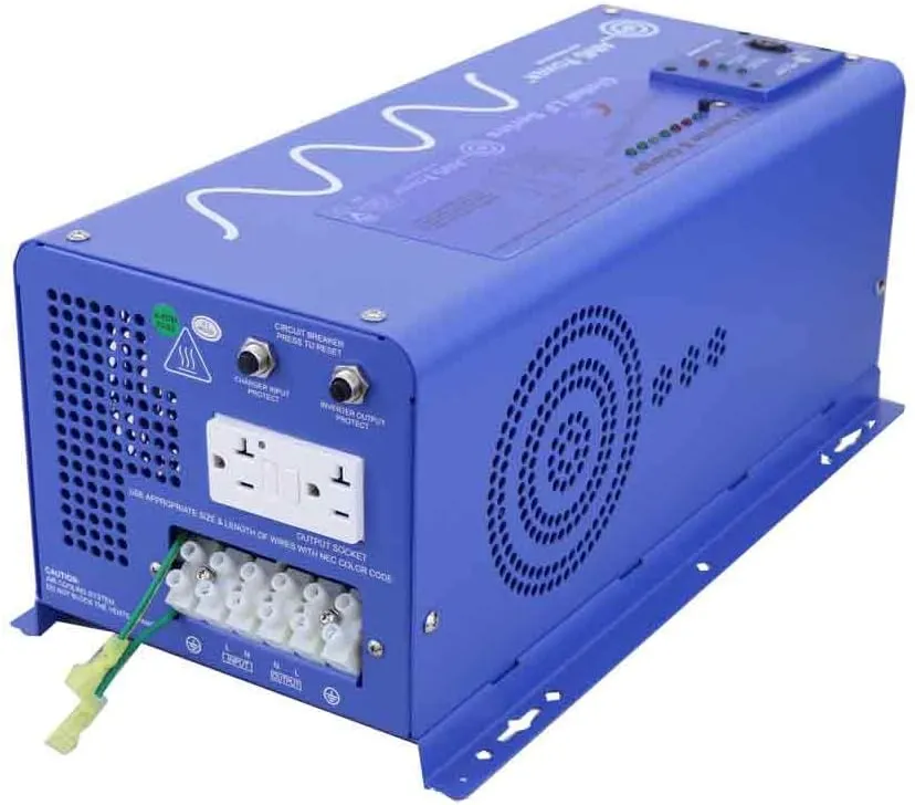 AIMS Power PICOGLF30W12V120VR 3000 Watt and 9000 Watt Surge 12VDC Input to 120VAC Output Pure Sine Inverter Charger Backup Power