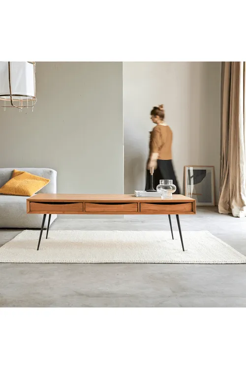 Albi Solid Mango Wood Center Table with Drawer | Coffee Table for Living Room