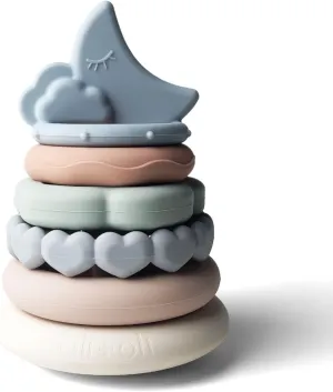 Ali Oli Stacking Rings Baby Toy (Moon) - Infant Toys, Stacking & Building Toys, Toddler Learning Toys, Montessori Toys for Baby, Food-Grade Silicone Toys for Babies