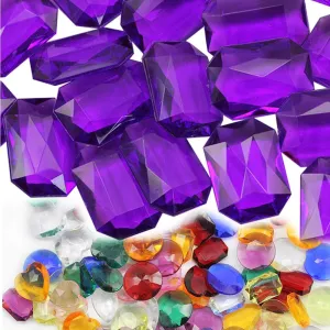Allstarco 25x18mm Purple CH22 Octagon Acrylic Pirate Treasure Gems Plastic Jewels for Party & Games, Table Scatter, Vase Fillers, Wedding Decor Gemstones Favors - 40 Pieces