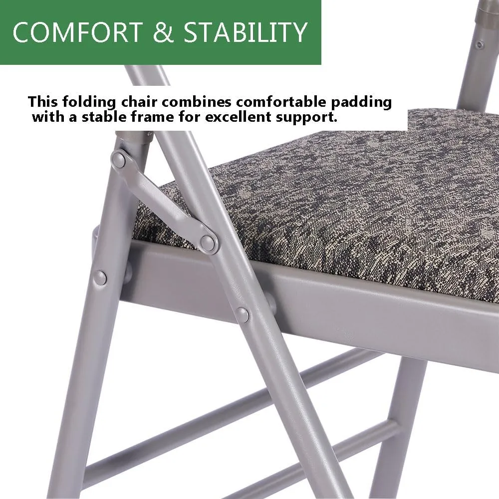 Amazing for less Pack of 2 (Fabric/Vinyl) Steel Frame Metal Foam Padded Folding Chairs (Black, Gray, White) (2-Pack - Fabric Gray)