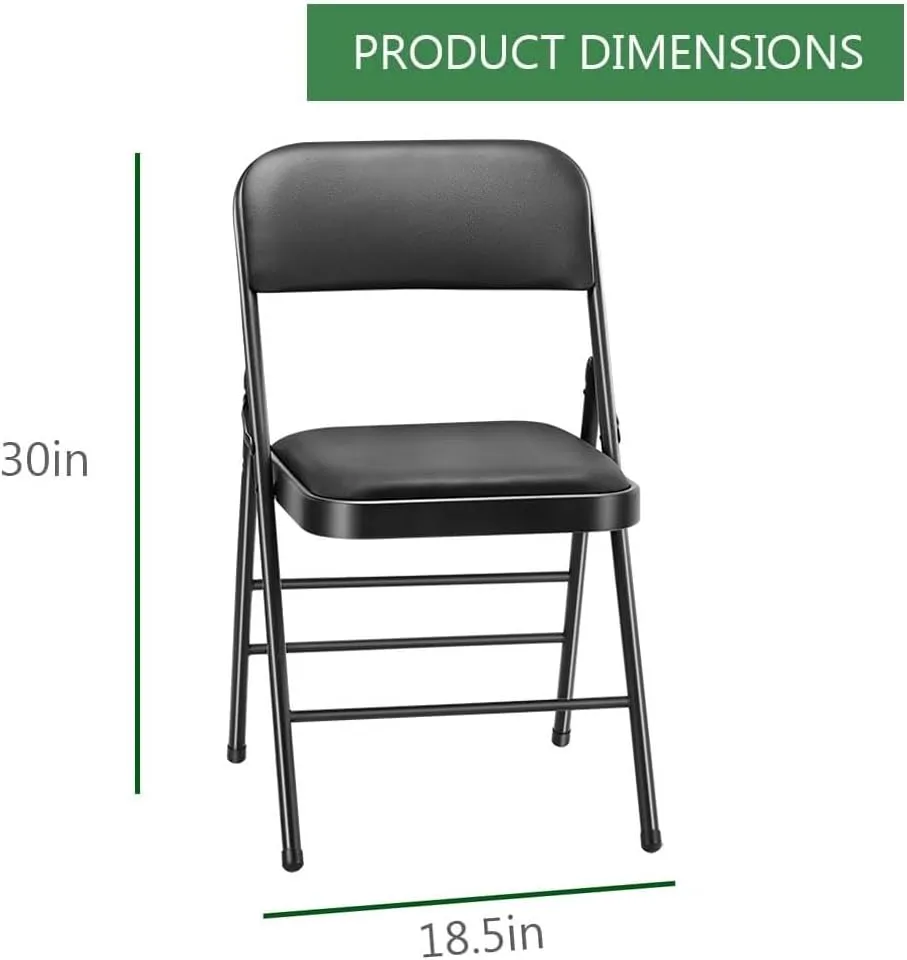 Amazing for less Pack of 2 (Fabric/Vinyl) Steel Frame Metal Foam Padded Folding Chairs (Black, Gray, White) (2-Pack - Vinyl Black)