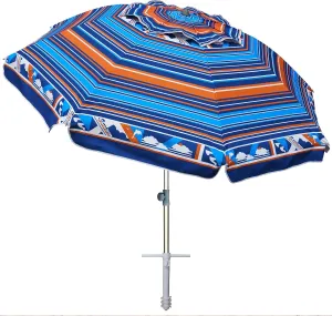 AMMSUN 7ft Heavy Duty High Wind Beach Umbrella Parasols with sand anchor & Tilt Sun Shelter, UV 50  Protection Outdoor Sunshade Umbrellas Carry Bag for Patio Garden Pool Backyard Multicolor