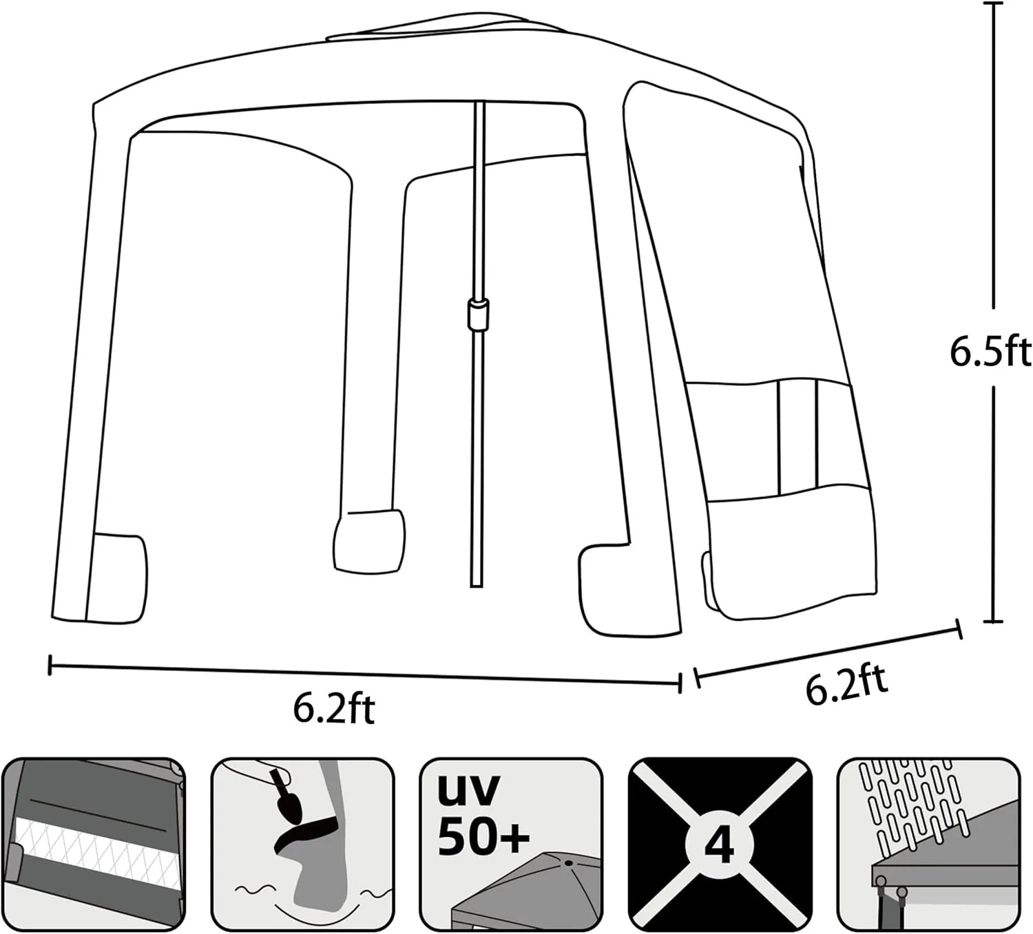 AMMSUN Beach Cabana, 6.2'×6.2' Beach Canopy, Easy Set up and Take Down, Cabana Tent with Sand Pockets, Instant Sun Shade with Side Wall, Blue Paint