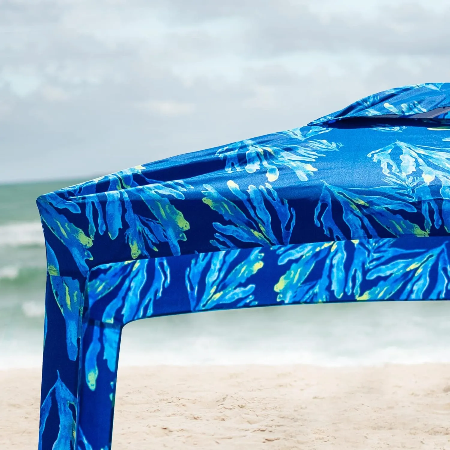 AMMSUN Beach Cabana, 6.2'×6.2' Beach Canopy, Easy Set up and Take Down, Cabana Tent with Sand Pockets, Instant Sun Shade with Side Wall, Blue Paint