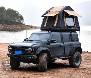 Amphibious Inflatable Roof Top Tent for Camping with Ladder, Quick Setup, Two Tone Khaki & Black