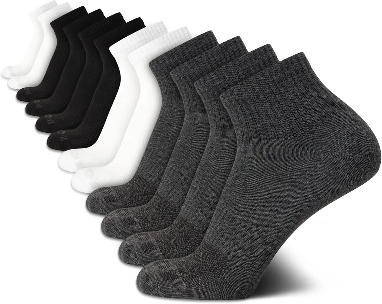 AND1 Men's Socks - PROPLATINUM Lightweight Quarter Cut Socks (12 Pack)