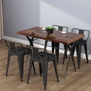 Andeworld Metal Bar Stools 18 inch, Industrial Black Stools for Classroom Kitchen,Stackable Short Stools Metal Dining Play Room Chairs Set of 4 (18 inch, Matte Black)