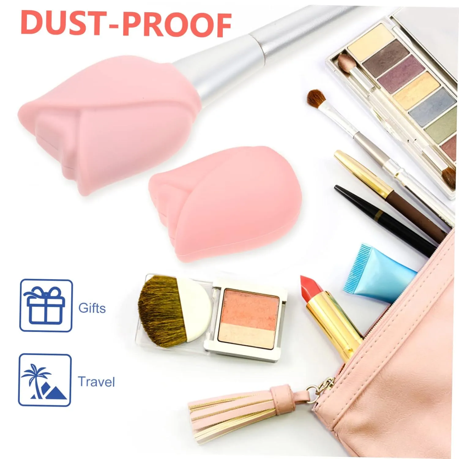 Angoily 3sets Makeup Brush Holders for Travel Portable Makeup Brush Protectors Silicone Covers Set 3pcs*3