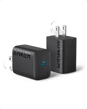 Anker 30W USB-C Charger, 312 Charger with Compact & Foldable Design, Fast Charging for iPhone 16/15 Series, Samsung S23, MacBook Air, Pixelbook, iPad Pro, & More (2Pack, Cable Not Included)