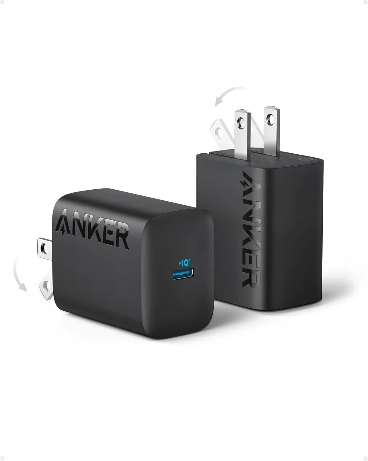 Anker 30W USB-C Charger, 312 Charger with Compact & Foldable Design, Fast Charging for iPhone 16/15 Series, Samsung S23, MacBook Air, Pixelbook, iPad Pro, & More (2Pack, Cable Not Included)