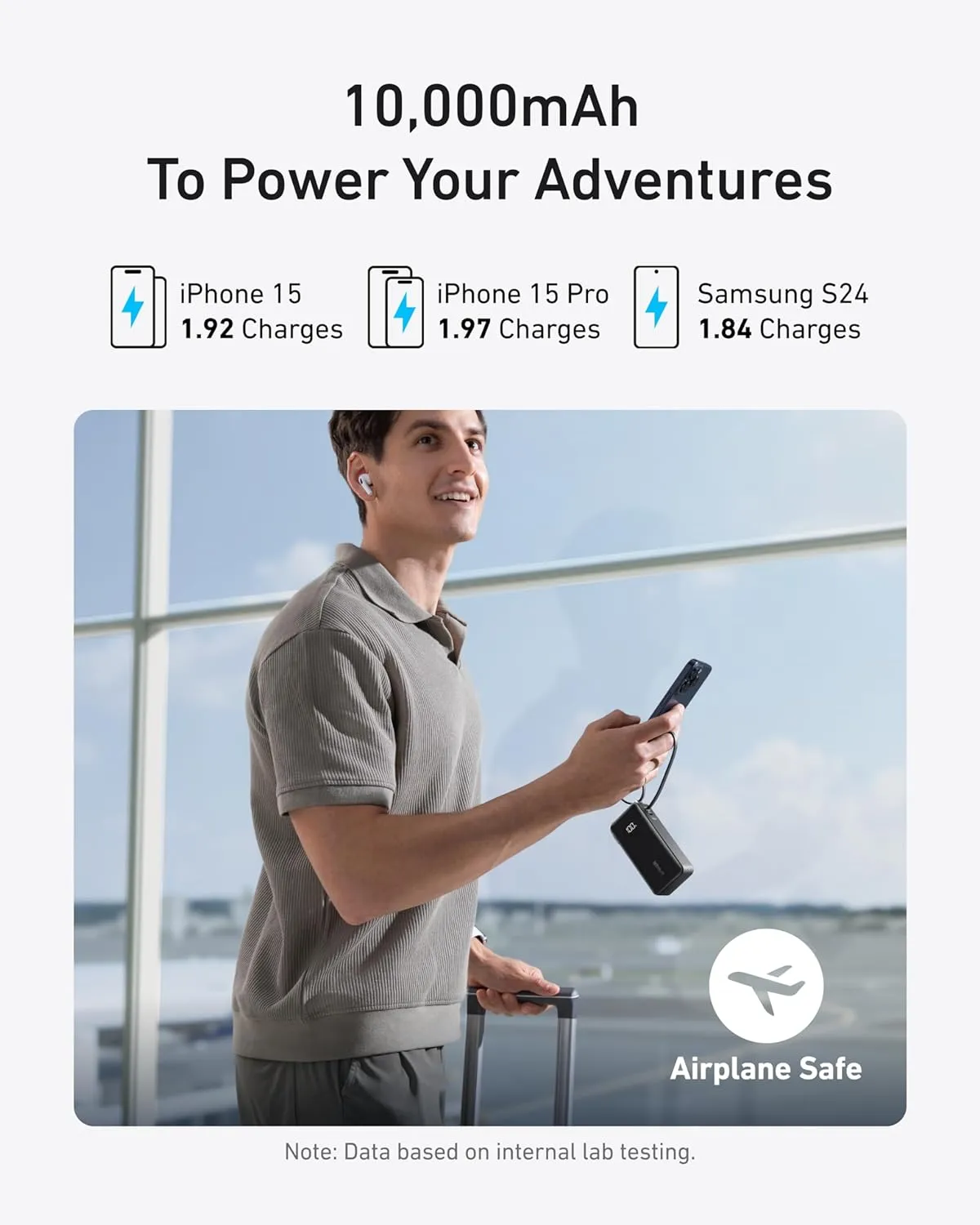 ANKER Nano 3-in-1 Portable iPhone Charger, 10,000mAh Power Bank with Built-in USB-C Cable and Foldable Wall Plug, 30W Max Battery Pack, Travel Essentials for iPhone 16/15 Series, Galaxy, MacBook