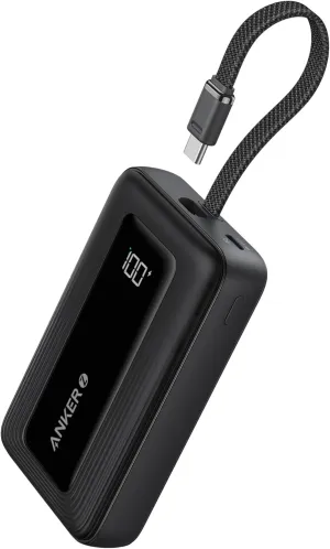 Anker Portable Charger, 10,000mAh 30W Power Bank, USB-C in and Out Fast Charging Battery Pack, Travel Essential Phone Power Bank, for iPhone 16/15, iPad, MacBook, Galaxy, Google, and More