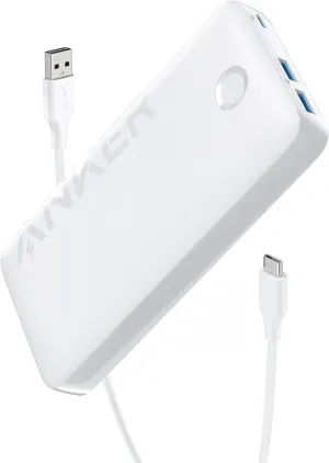 ANKER Power Bank, 20,000mAh Portable Charger with 22.5W Max Fast Charging, 2 USB-A, 1 USB-C for iPhone 16/15/14/13/12 Series, Samsung, iPad Pro, AirPods, Apple Watch, and More