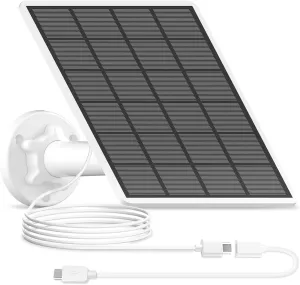ANRAN 3W Solar Panel for Security Cameras-3M Cable with Micro USB & Type-C Ports, IP65 Waterproof, 360° Adjustable Mount, Outdoor Weatherproof Solar Charger for Rechargeable Battery Powered Cameras