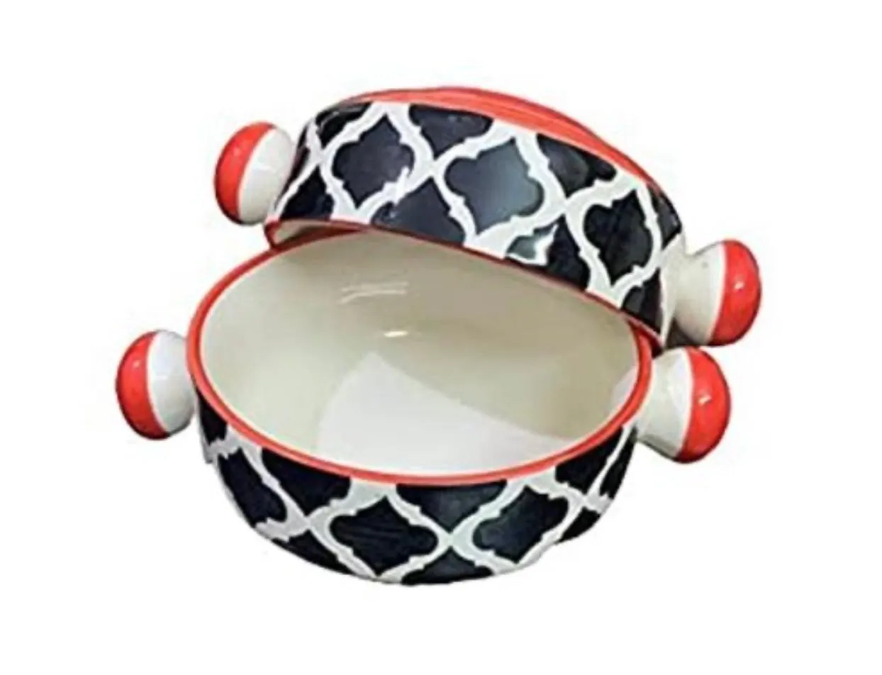 Antique Ceramic Hand Painted Mughal Design Pasta/Soup Serving Bowls - Set of 2