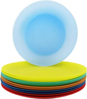 AOYITE 10 inch Plastic Plates Reusable - Lightweight Flat Dinner Plates set of 12 - BPA Free Dishwasher Safe & Microwave Plate for Kids Kitchen Party Camping Outdoor