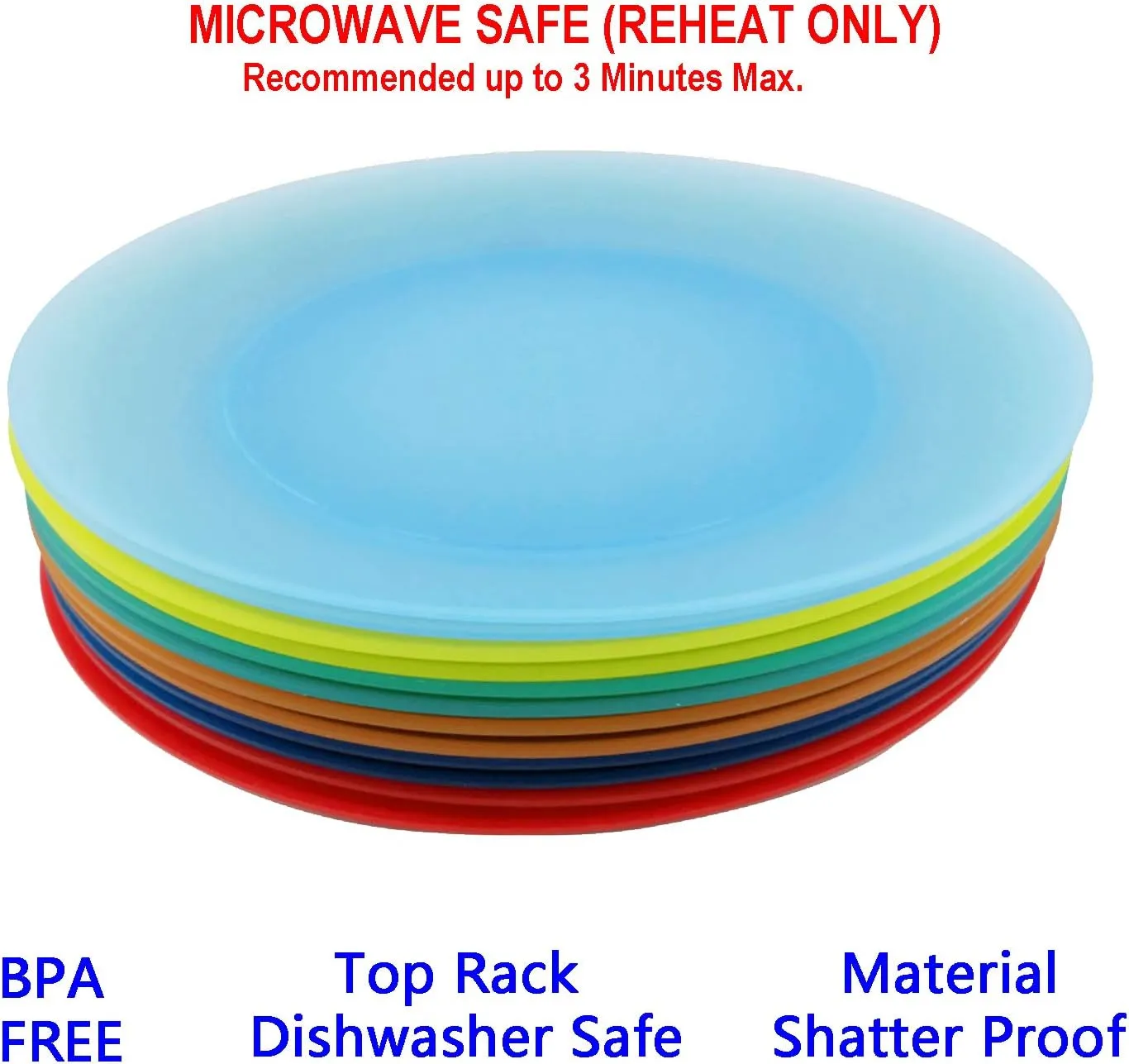 AOYITE 10 inch Plastic Plates Reusable - Lightweight Flat Dinner Plates set of 12 - BPA Free Dishwasher Safe & Microwave Plate for Kids Kitchen Party Camping Outdoor