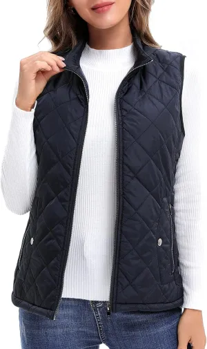 Argstar Women's Vest, Quilted Lightweight Zip Pockets Padded Gilet (XS-2XL)