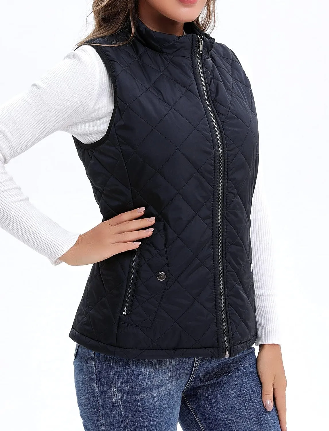 Argstar Women's Vest, Quilted Lightweight Zip Pockets Padded Gilet (XS-2XL)