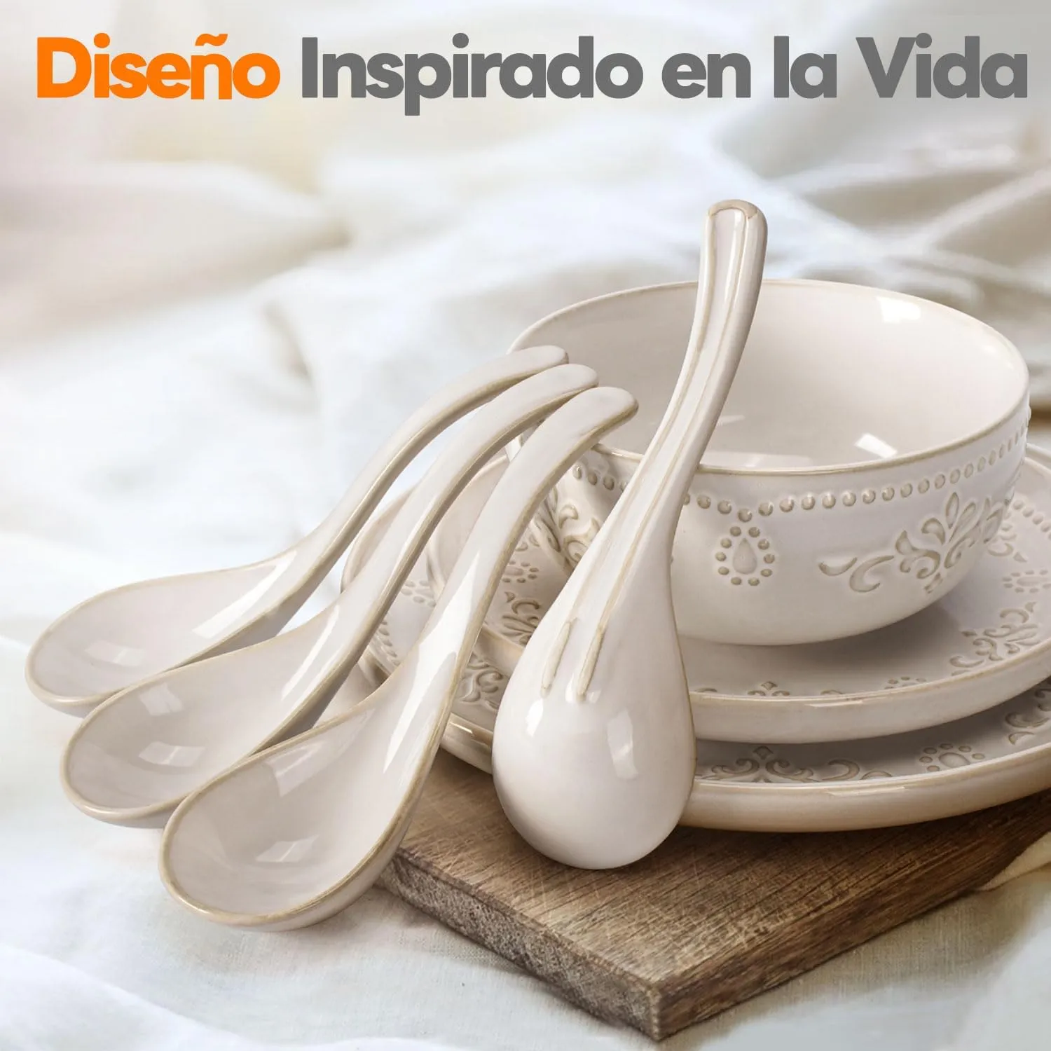 Artena Plates And Bowls Sets, 16 Pieces Dinnerware Sets, Dish Set For 4, Ceramic Kitchen Bowl And Plate Set, Embossed White Dishware Sets, Dishwasher & Microwave Safe (Damask Floral)