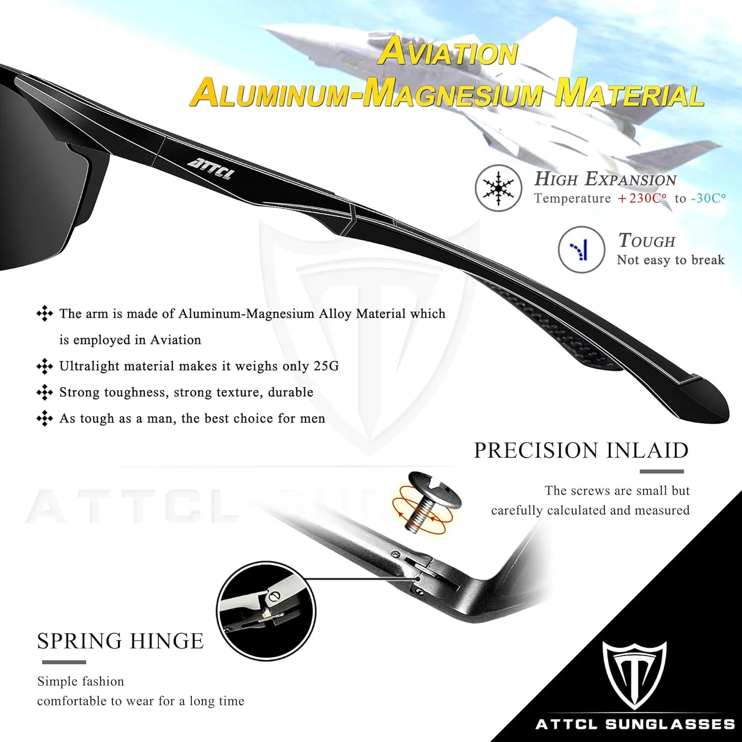 ATTCL Polarized UV Protection Sports Fishing Driving Sunglasses for Men Al-Mg Metal Frame Ultra Light Green