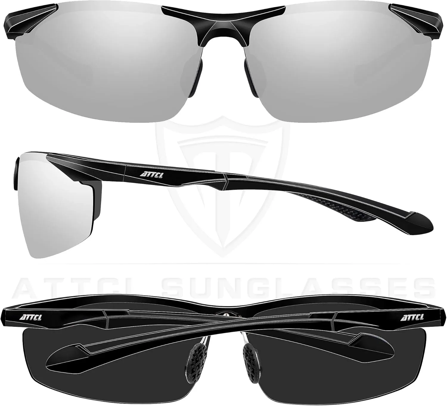 ATTCL Polarized UV Protection Sports Fishing Driving Sunglasses for Men Al-Mg Metal Frame Ultra Light Green