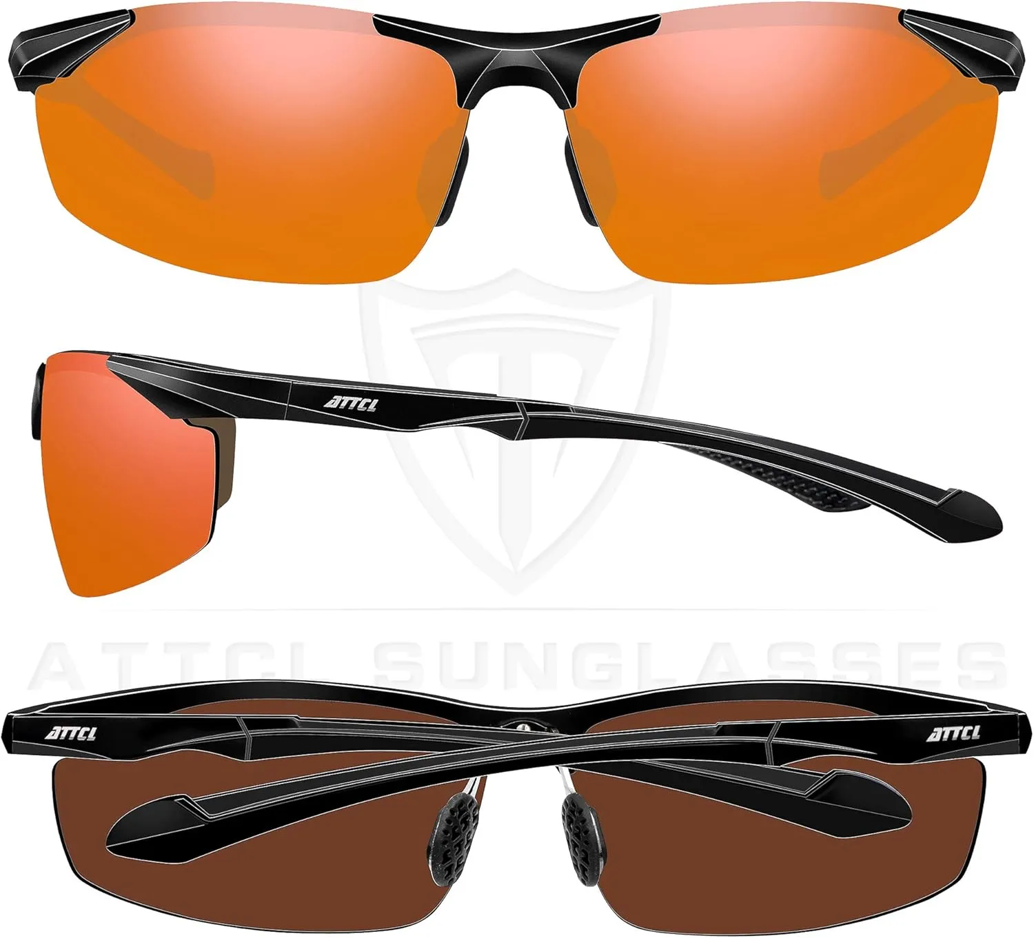 ATTCL Polarized UV Protection Sports Fishing Driving Sunglasses for Men Al-Mg Metal Frame Ultra Light Green