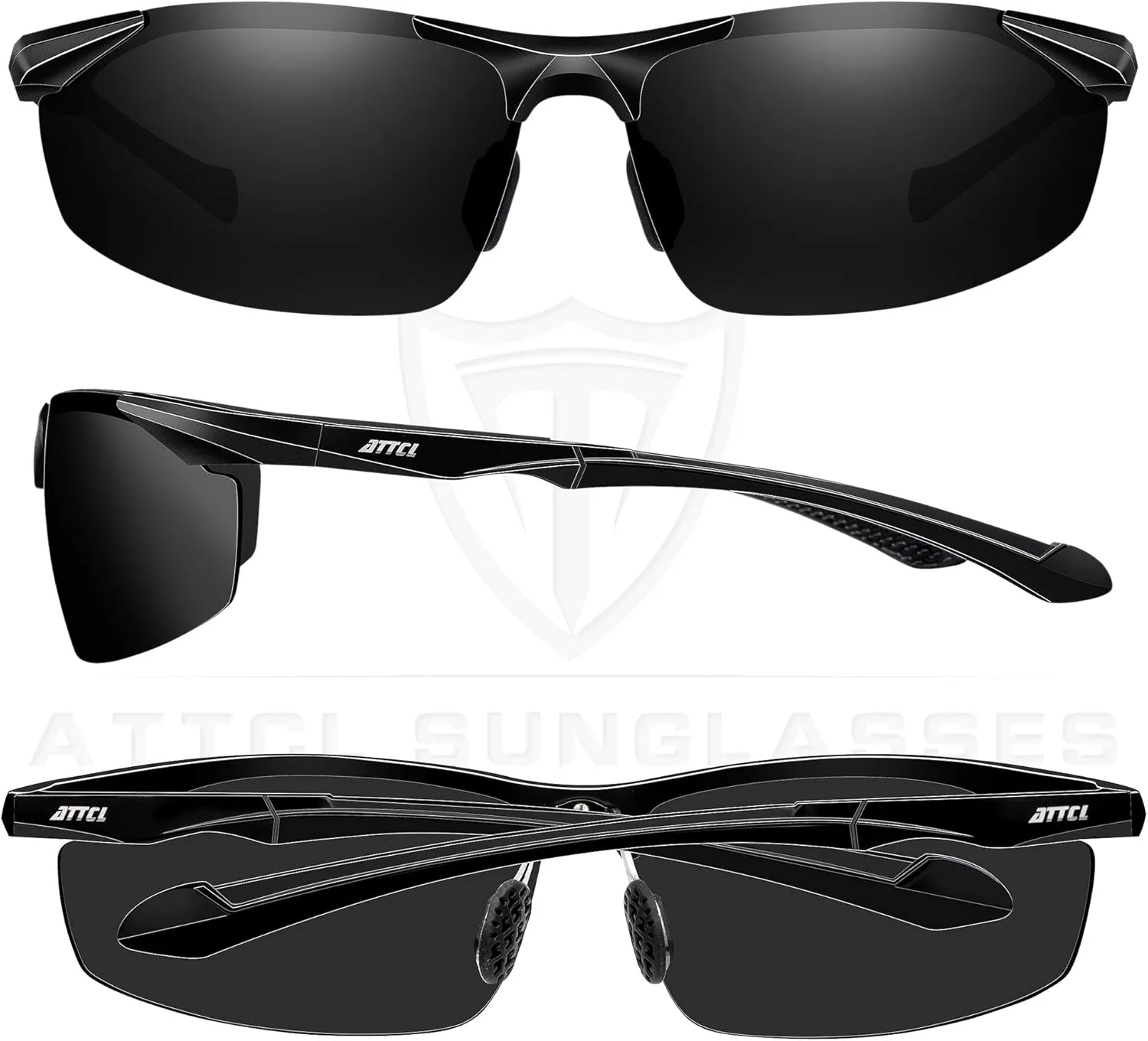 ATTCL Polarized UV Protection Sports Fishing Driving Sunglasses for Men Al-Mg Metal Frame Ultra Light Green