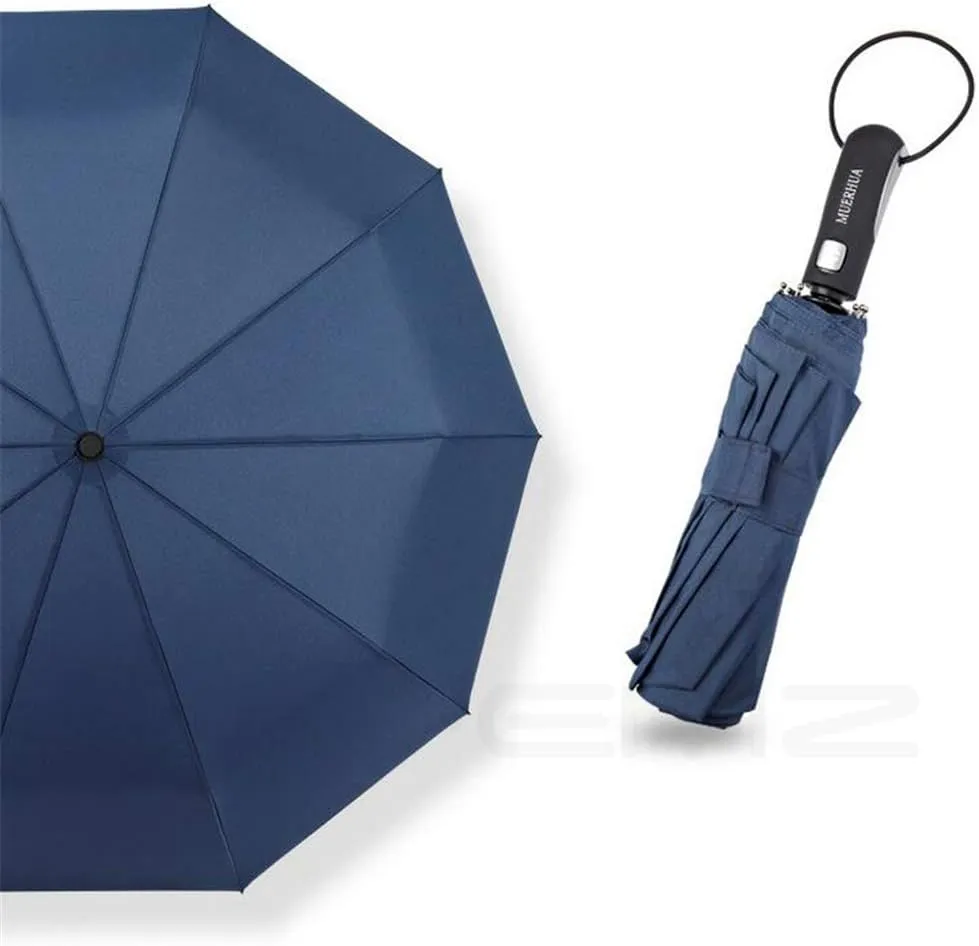 Auto Open/Close Travel Umbrella, Windproof Waterproof Umbrellas with Coating, Folding Reinforced Canopy Frame Umbrella, Protects Against UV Rain Wind Sun, Slip-Proof Handle for Easy Carry